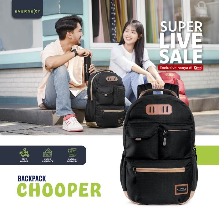 Top EVERNEXT - Tas Ransel Laptop Wanita Backpack Chooper Tas Punggung Wanita