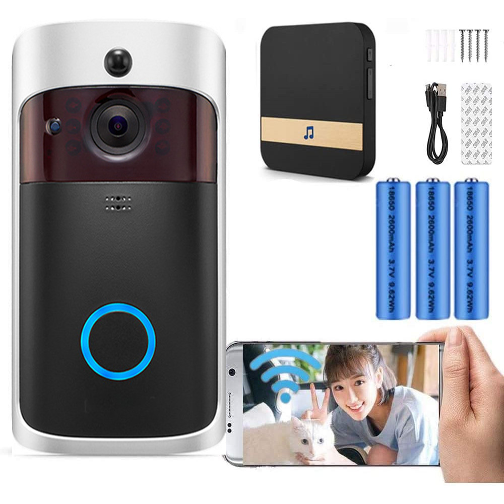 Video Doorbell Camera HD WiFi Doorbell Wireless Operated Motion Detector Audio & Speaker Night