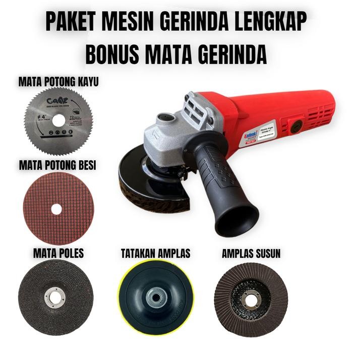 PAKET GERINDA TANGAN LISTRIK BONUS 5 MACAM MATA GERINDA POTONG POLES