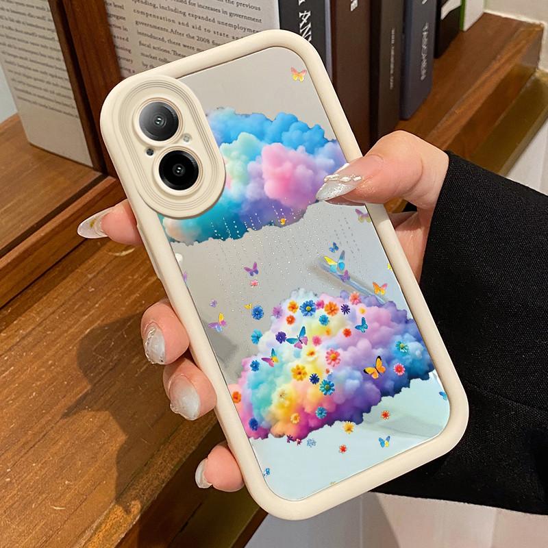 Casing Hp Untuk Realme C67 Realme 12 Lite Case Casing Awan Pelangi HP pola Kesing Kasing cermin Cesi