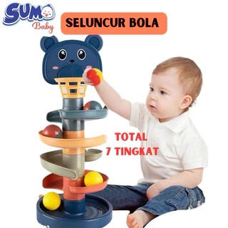 SumoBaby Mainan Edukasi Anak Bayi Puzzle Rolling Ball Rotating Seluncuran Bola Rail Kelereng