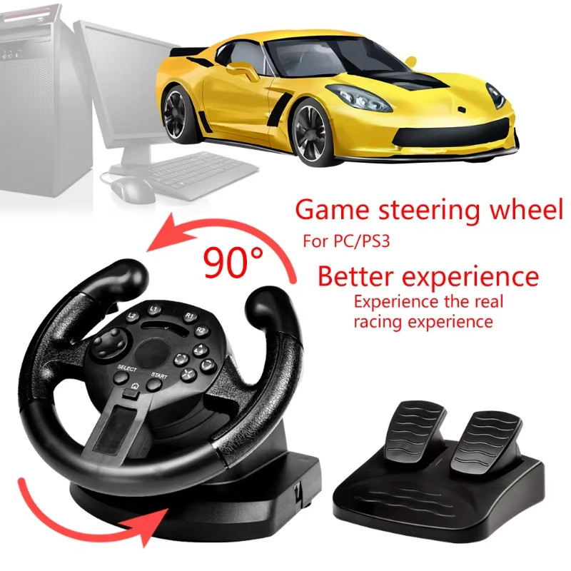 New Racing Steering Wheel For PS3/PC Game Steering Wheel Vibration Joysticks Remote Controller