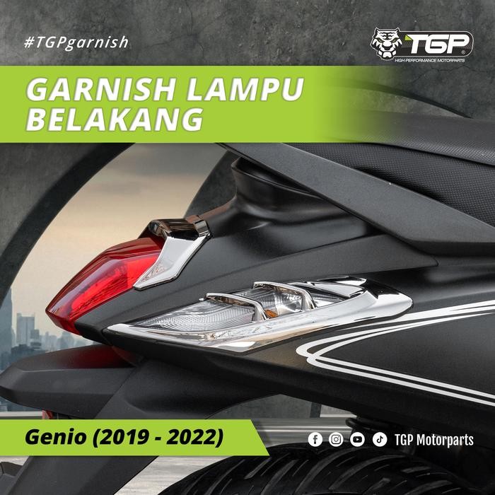 Garnish Lampu Belakang Honda Genio 2019 2020 2021 TGP Black Chrome Aksesoris Motor Variasi