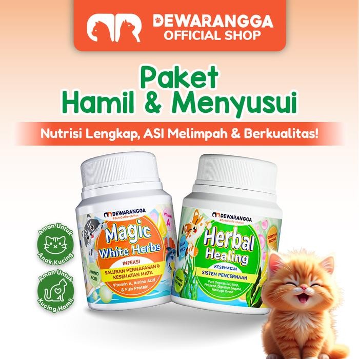 Dewarangga Paket Hamil & Menyusui Kucing - Magic White Herbs & Herbal Healing - Nutrisi Lengkap ASI