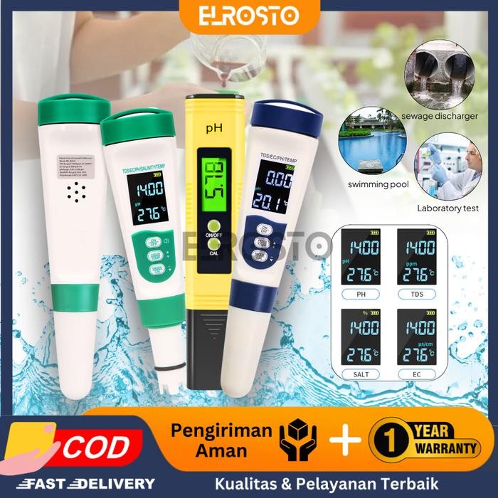 Elrosto Ph Tds Alat Ukur Kualitas Air Digital Hidroponik Akuarium Suhu