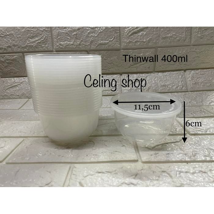 DJJ MANGKOK THINWALL PLASTIK BENING TAHAN PANAS FOOD GRADE 400ML