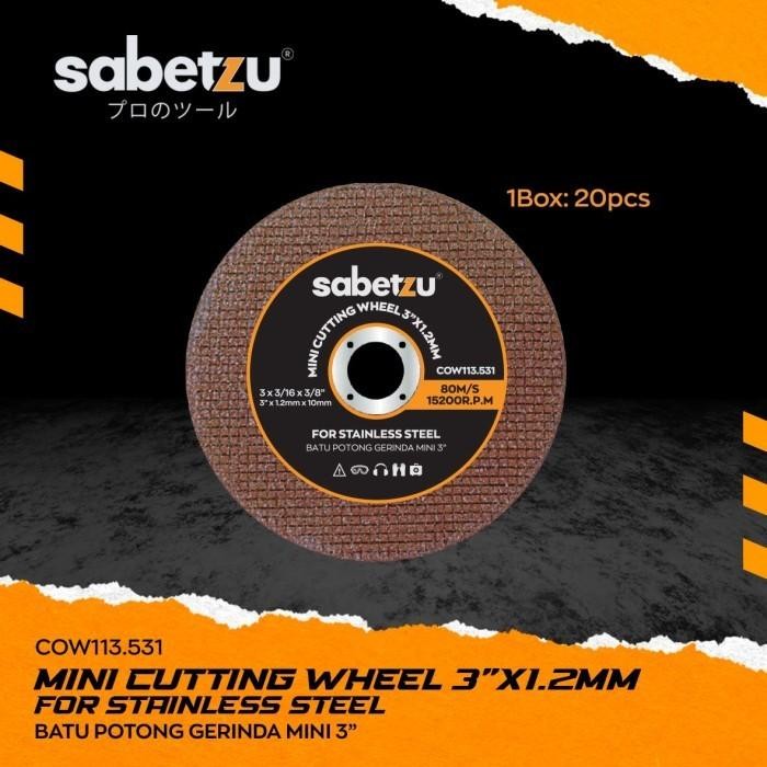 SABETZU Batu Potong 3" Besi Cordless Mini Gerinda Cutting Wheel 3 Inch Mata Gerinda Batu Potong Besi