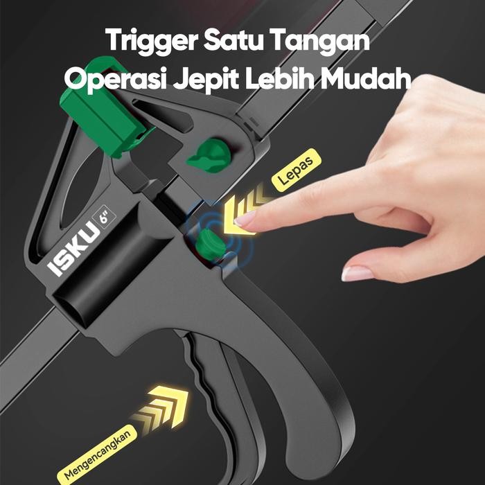 ISKU F Clamp Alat Klem Penjepit Kayu Panjang 6-24 inch Catok Klem F Alat Press Kayu Mini Klem Kayu