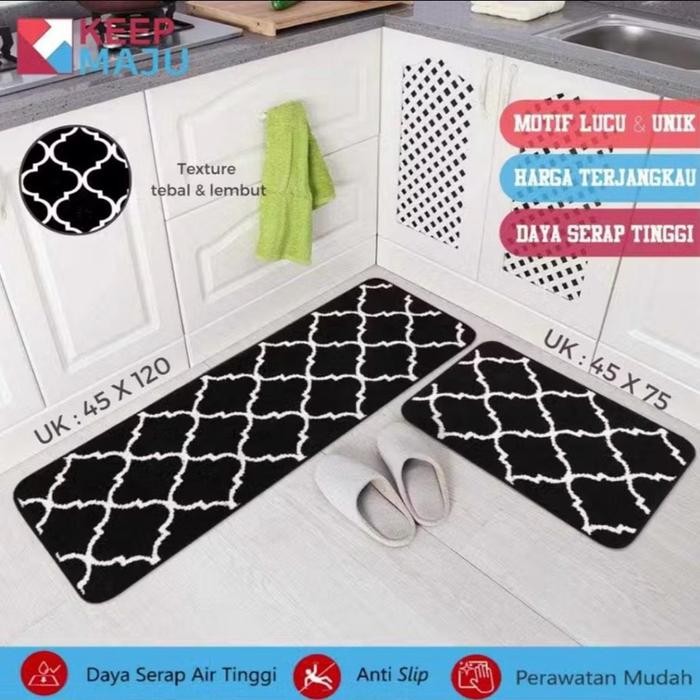 Terbaru KEEP MAJU Keset Lantai Dapur Penyerap Keset Kaki Rumah Tangga Anti Minyak Set Keset Anti