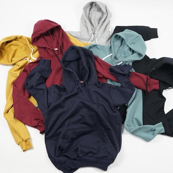 7ccl- Kepomp Hoodie Cotton Fleece Hitam Polos Eksklusif