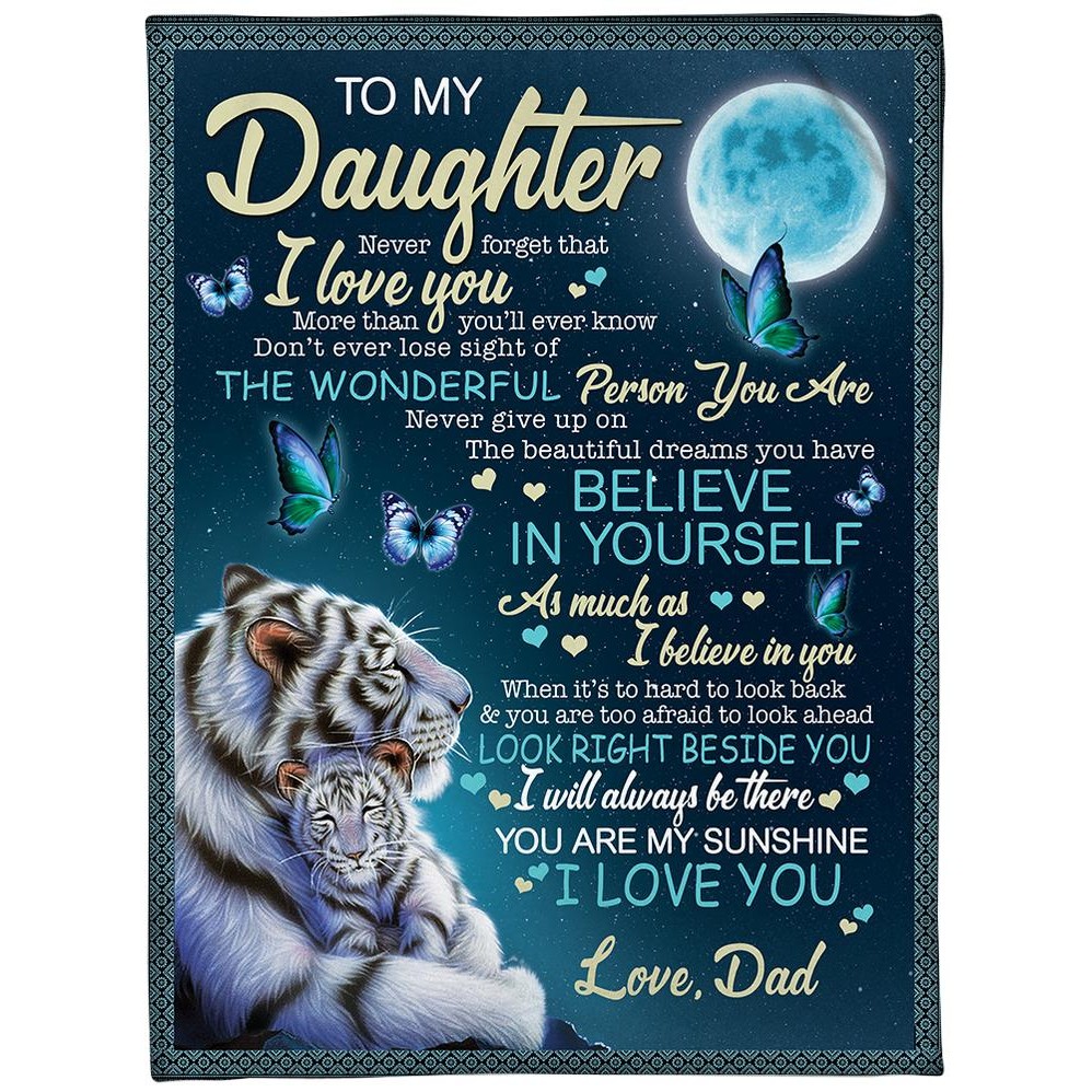 Letter To My Daughter 3D Printed Fleece Sherpa Blanket Home Bedroom Decor Custom Flannel Blankets fo
