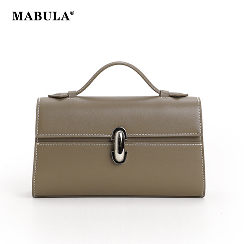 MABULA Genuine Leather Top Handle Satchel Purse for Women 2023 Brand Designer Luxury Clutch Handbags
