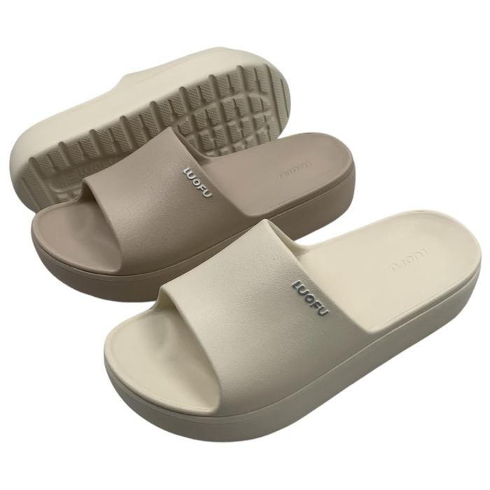 Luofu Sandal Selop Karet Polos Empuk Wanita Import E7221B-Brkkp (Ba1)