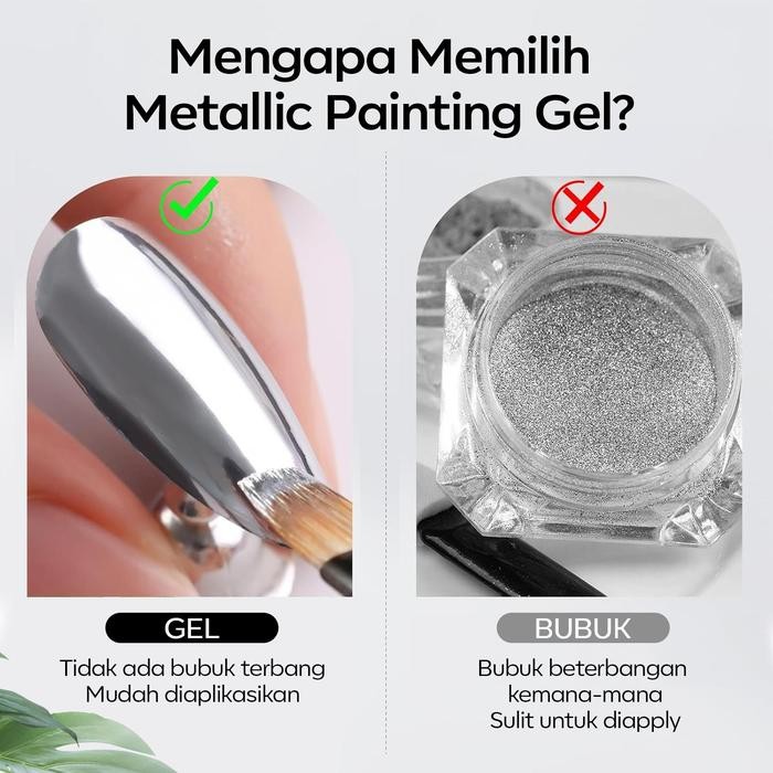 evnc- Mefa Metallic Painting Gel Silver Painted Gel Nail Polish 3D Metal Painting Gel