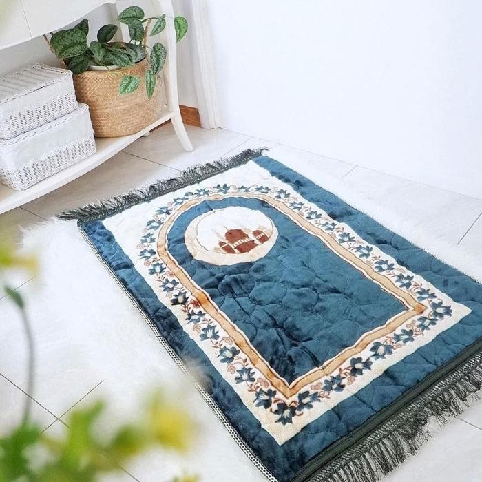 Sajadah Al-Jeddah Sajadah Busa Bulu Sajadah Turki - Hijau - Biru Terbaru