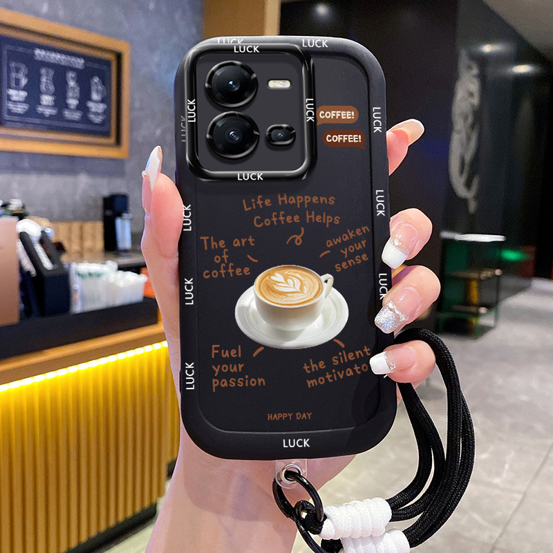 Casing Hp untuk VIVO V25 5G V25E Case Casing pola kopi Kesing HP Cesing Silikon Softcase dipersonali