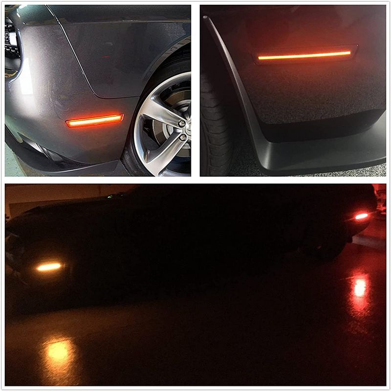 DURABLE-AMBER RED LED SIDE MARKER LIGHT FOR DODGE CHALLENGER 2015-2021 SMOKE LENS LED SIDE MARKER