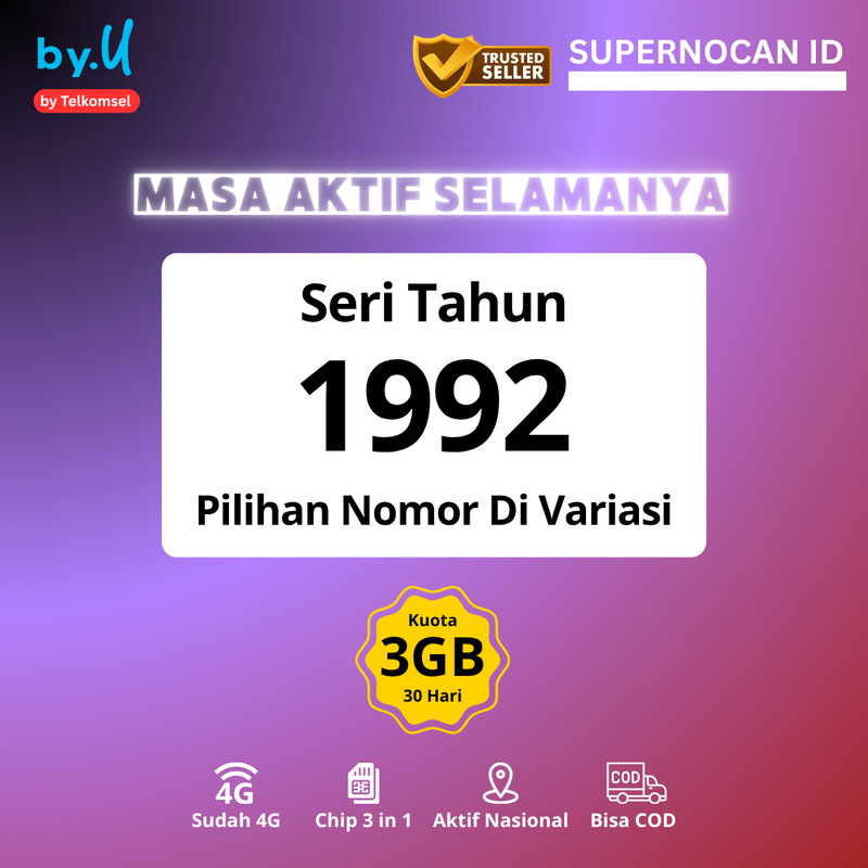 NOMOR CANTIK BYU EKOR TAHUN 1992 -  NOMOR CANTIK TELKOMSEL BYU | BY.U | BAYU | B.YU EKOR TAHUN 1992 