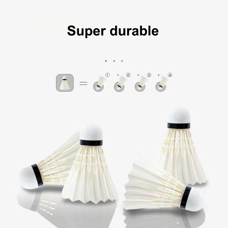 3/6Pcs Badminton Balls Shuttlecock White Goose Feather Flying Stability Durable Feather Shuttlecock