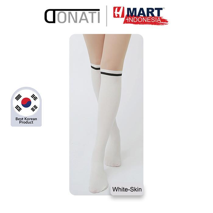DONATI Crotchless Two Tone Golf Stocking Stripe 15D 80D Non Slip - Stocking Golf Wanita - White-Skin