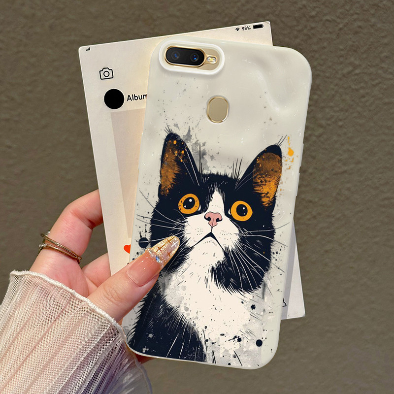 Casing Hp Untuk OPPO A7 OPPO A5s OPPO A12 OPPO A12S A11k Case Kucing sapi kartun Kasing selebgram su