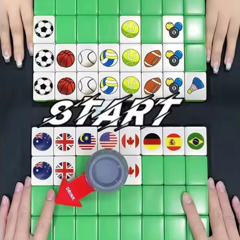Seaside escape Mahjong Blocks Tiktok 64 Pcs Mahjong Seaside Escape Tile Game Pattern of Flag Ball