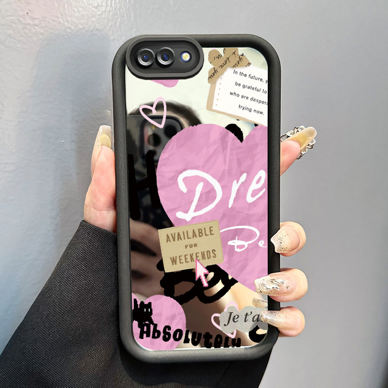 Casing Hp OPPO A5 A3s A12E Realme C1 Case Casing Pink Love Silikon Softcase Heart Kata Kata Motivasi