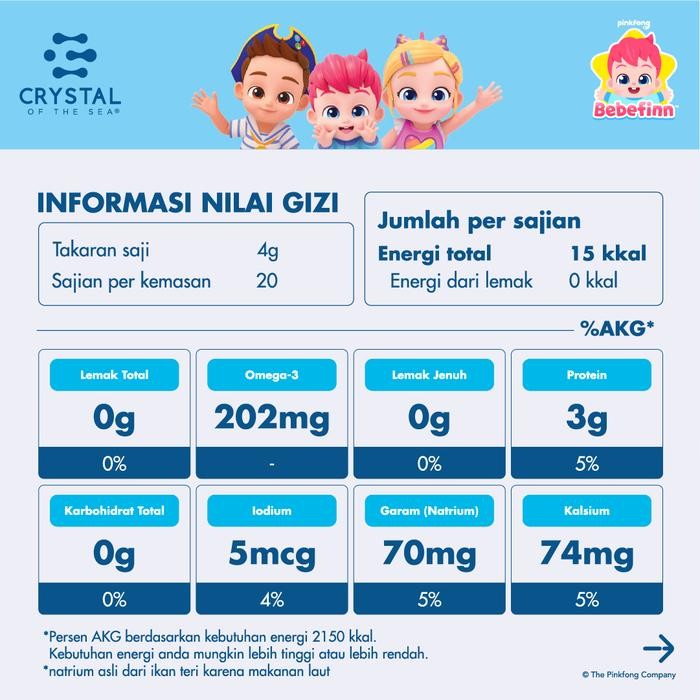 

Mamiseler45 - Crystal Of The Sea Pinkfong Bebefinn Bubuk Ikan Teri 80G - Topping Nasi & Makanan Laut