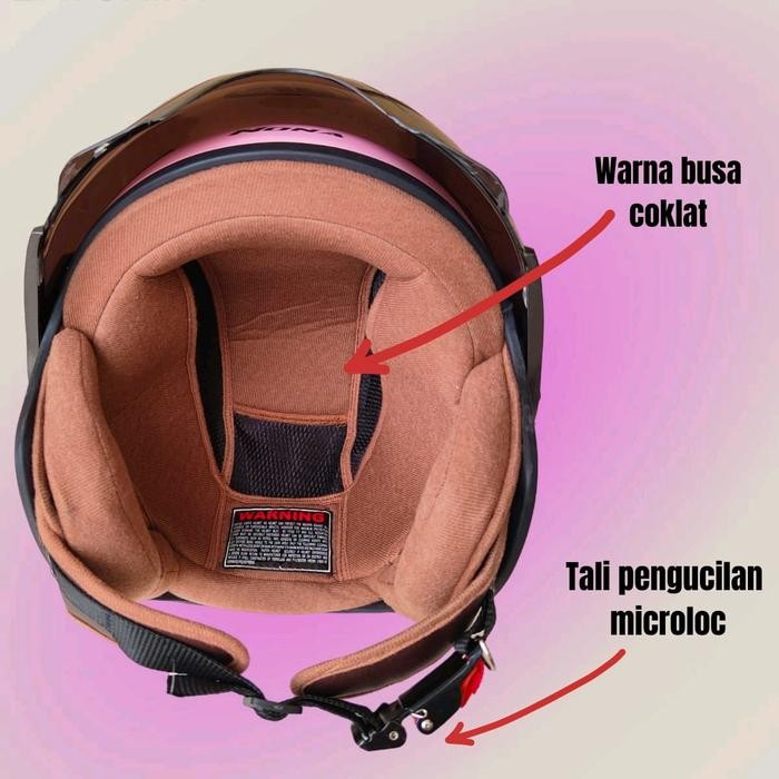 Helm Pilot Retro Js Nona Wanita Hijab Dewasa Sni Pink Glossy Coklat Motorcycle J.Steady - Visor Ink