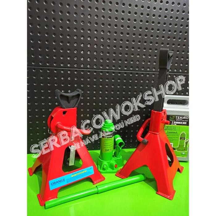 PAKET DONGKRAK BOTOL 2 TON TEKIRO + JACK STAND 3 TON BONUS KUNCI RODA