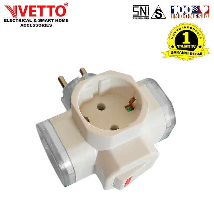 Broco Electric - Colokan 3 Lubang Steker T Arde Switch On/Off - V880/Sw Sni