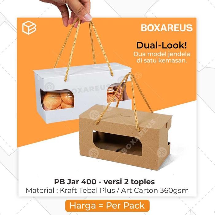 Pilihan- Box Toples Tabung Jar 300 - 400Ml Packaging Kemasan Dus Hampers Pb Duo Small Jar 400