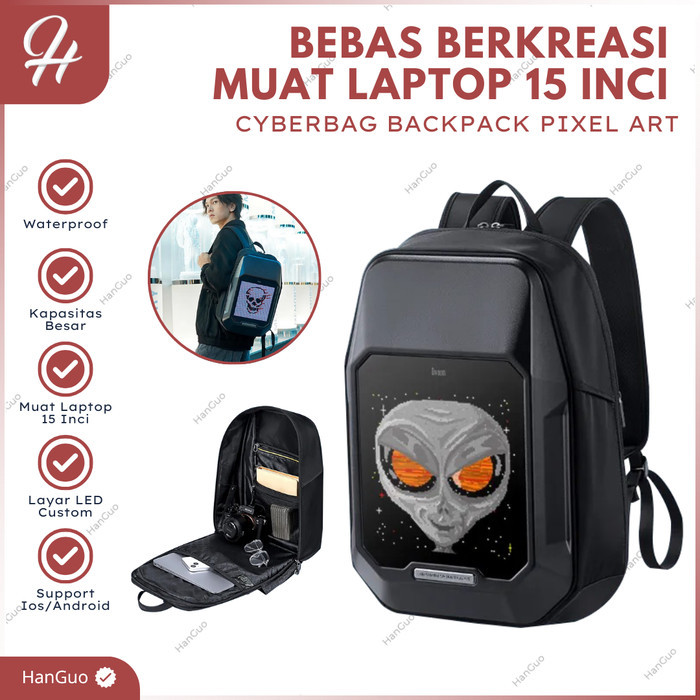 Cyberbag Pixel Art Waterproof Cyber Bag Divoom Tas Ransel Led Smart Bag Pixel Art Diy Waterproof