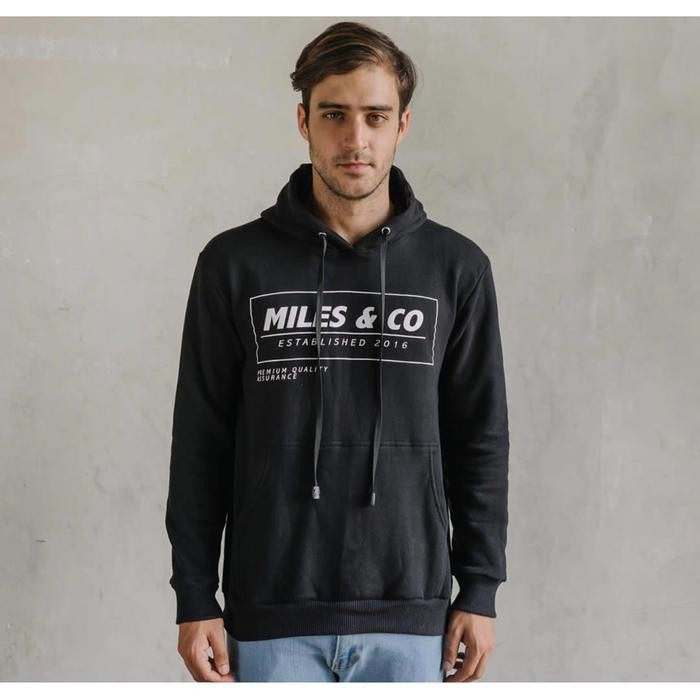 Terlaris Hoodie Sweater Miles&co - hitam SALE