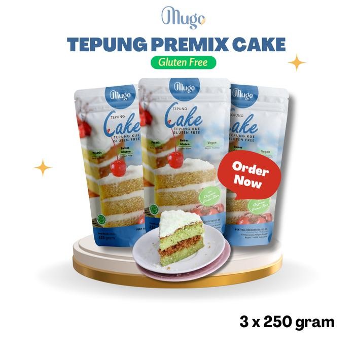 

SIAPKIRIM Mugo, Tepung Cake Kue Gluten Free Alami Lokal 250gr Premiks [3PCS] READY STOCK
