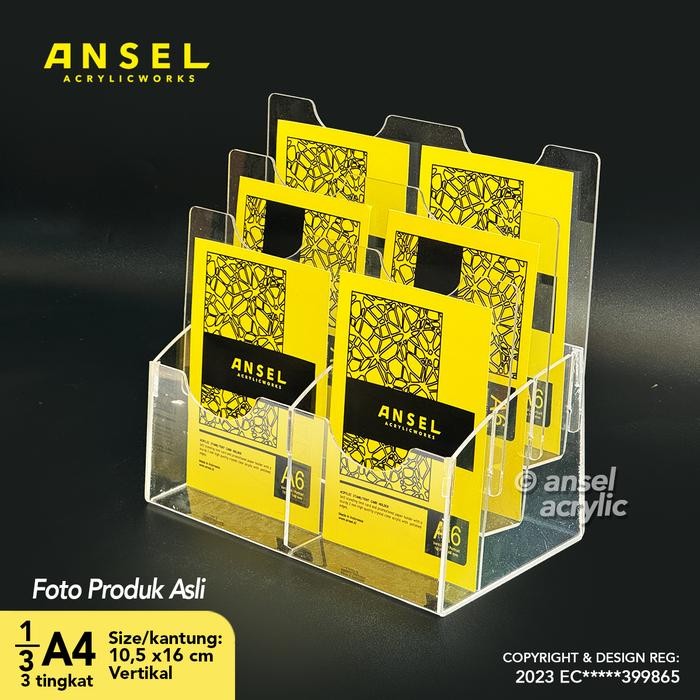 

Ansel Tempat Brosur Akrilik 3 Tingkat [ 1/3 A4 - A6 ] Tipe E2 - 3 Susun [Acrylic Display Holder,