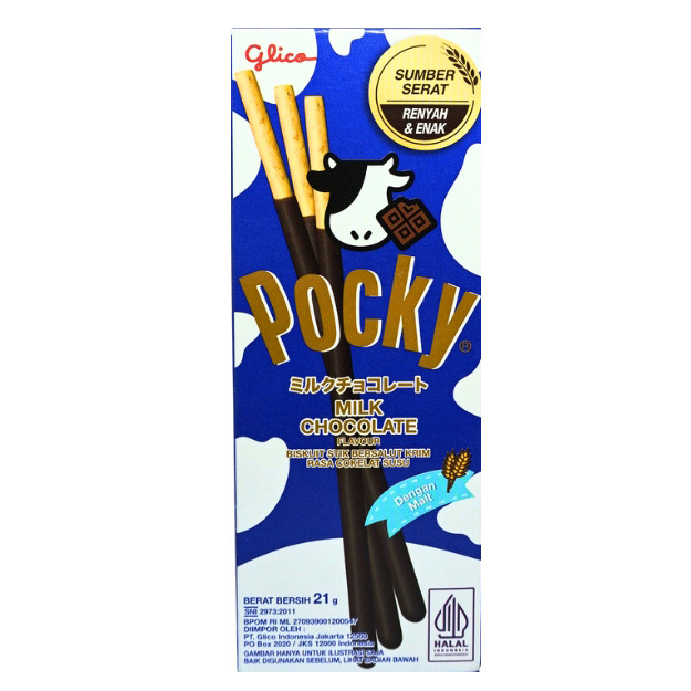 

S00112 POCKY MILK CHOCOLATE BISCUIT STICK 21GR MAJU BERSAMA (20250914)