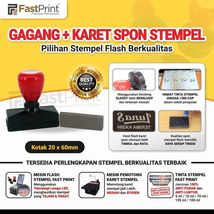 

Gagang Stempel Plus Karet Spon Potongan Ukuran Kotak 20X60Mm