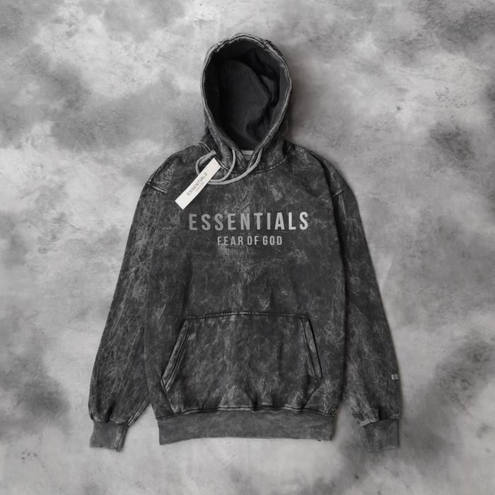 SWEATER HOODIE ESSENTIALS WASHING DARK GREY PREMIUM AUTHENTIC FULL TAG