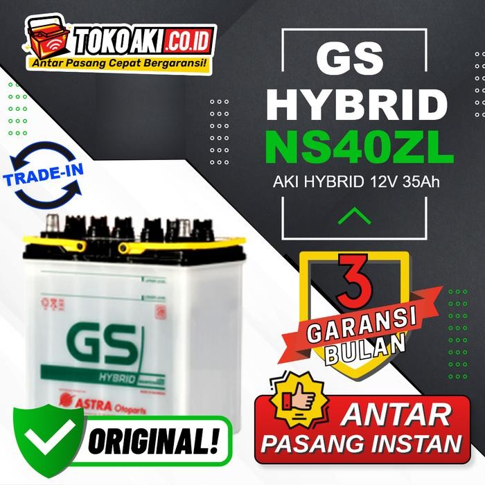 Aki Mobilio Honda - Gs Astra Hybrid Ns40Zl - 12V 35Ah