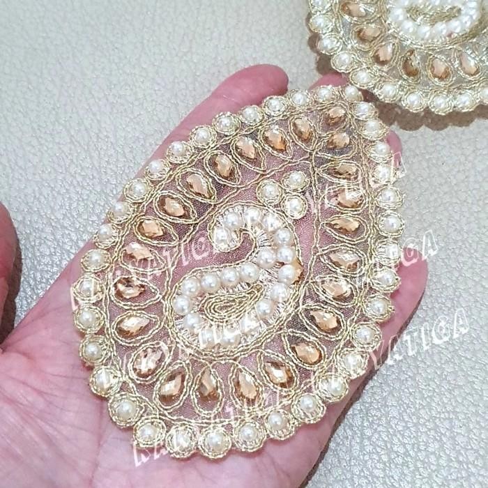 (Per 1 Pcs) Kode 18736 - Renda India Bordir Full Manik Mote