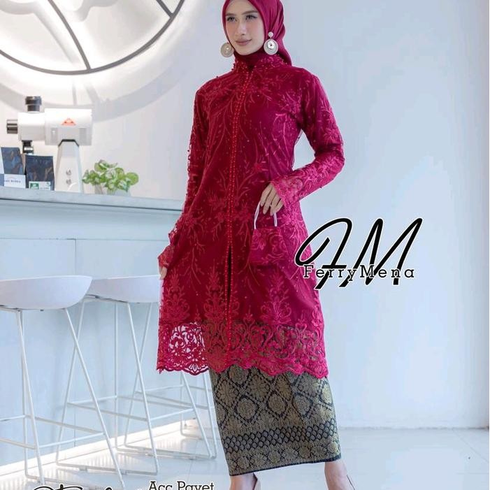 Pilihan- Terbar Kebaya Tille Ibu Hajat Payet Mutiara Rok Songket Kebaya Ibu Hajat Besan Jumbo