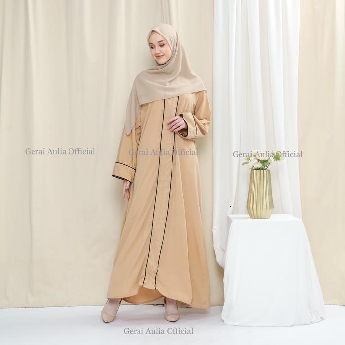 Abaya Khalifah by Gerai Aulia Jetblack Polos Gamis Turki Wanita