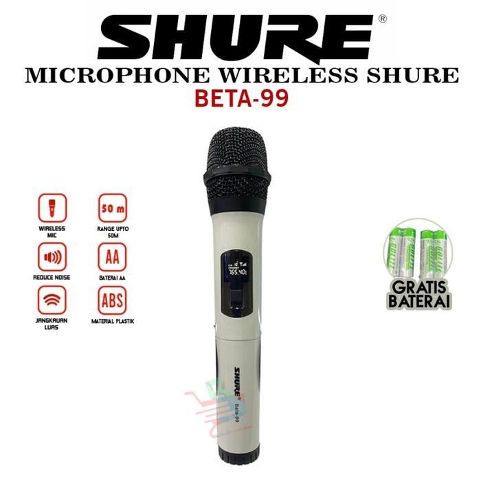 Mic Wireless Shure Beta 99 Handheld Beta99 / Mikrofon Shure - Putih