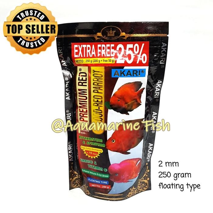 AKARI PREMIUM RED BLOOD RED PARROT 250GR MAKANAN IKAN PAKAN OSCAR LOUHAN PARROT PIGMEN MERAH