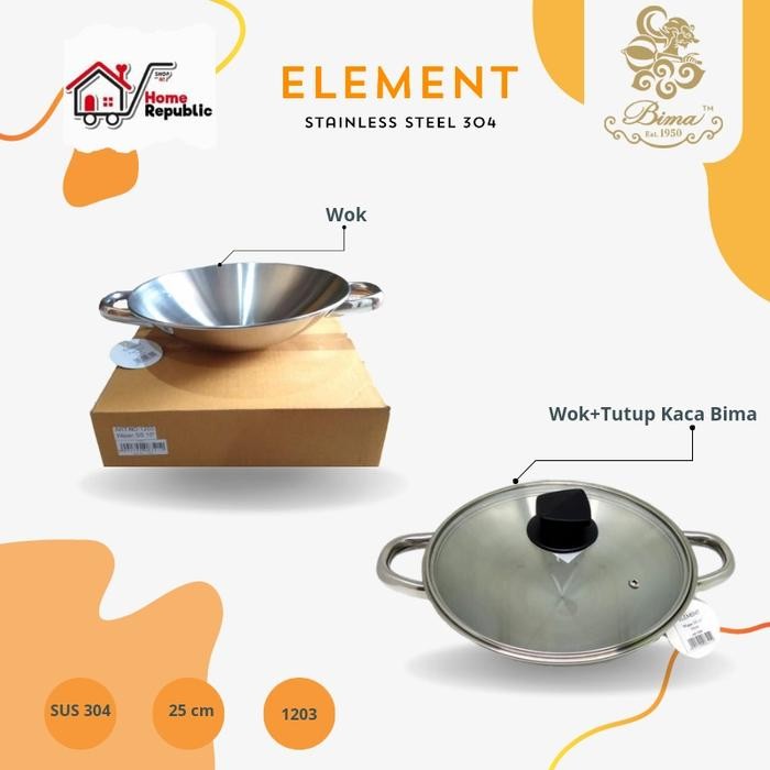 BIMA ELEMEN WAJAN STAINLESS STEEL 25 CM STAINLESS 304 1203