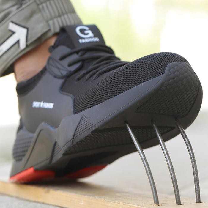 Profesional Kulit Asli Sepatu Safety Boots Pria Safety Ujung Besi Kerja Sneaker Proyek Shoes