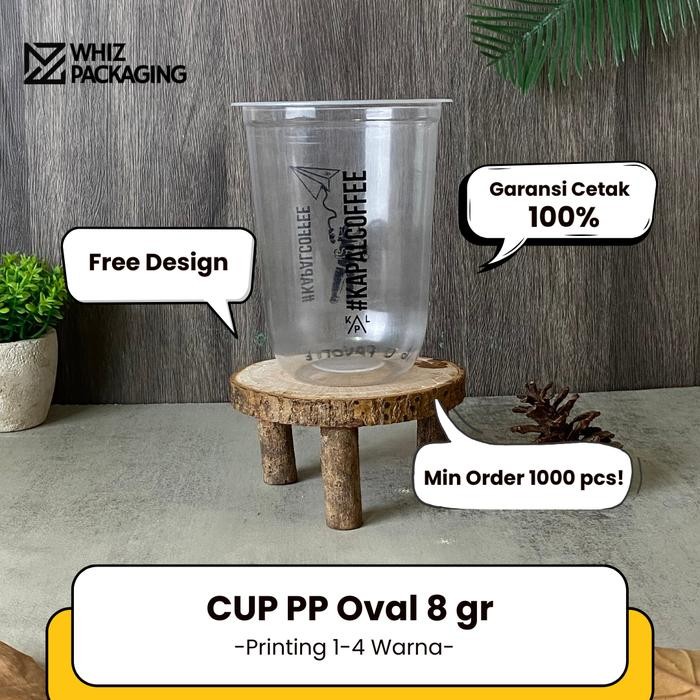 Sablon Gelas Plastik Oval PP 12 oz / 14 oz / 16 oz 8 gr - 1000 pcs