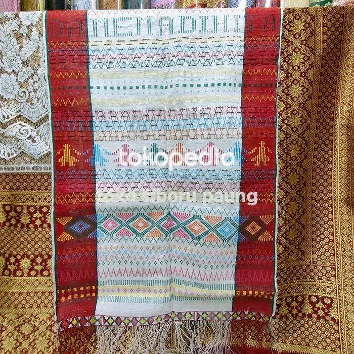 TERMURAH ulos sadum tenun tarutung putih sisi merah READY STOCK