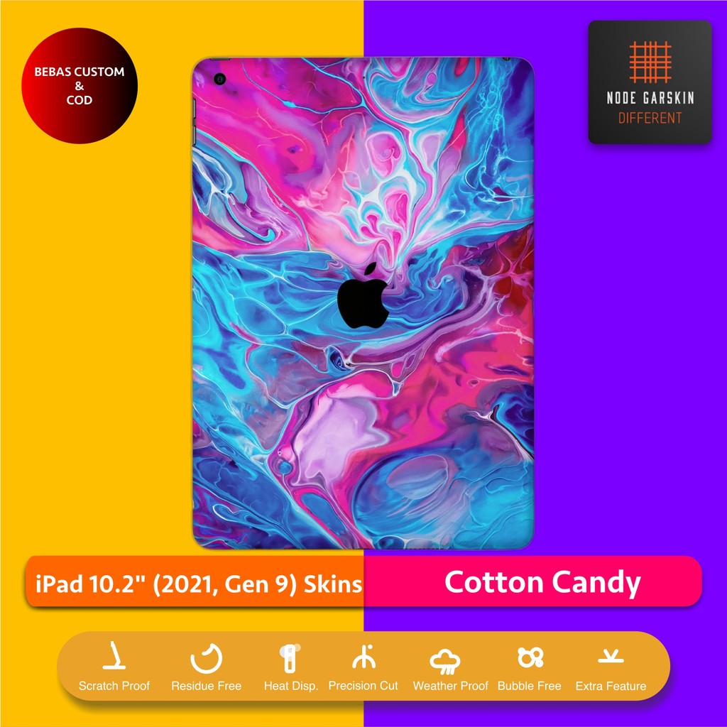 Garskin Skin iPad 10.2 2021 Gen 9 Cotton Candy Fullbody / Backonly | Anti Lecet | Case | Vinyl